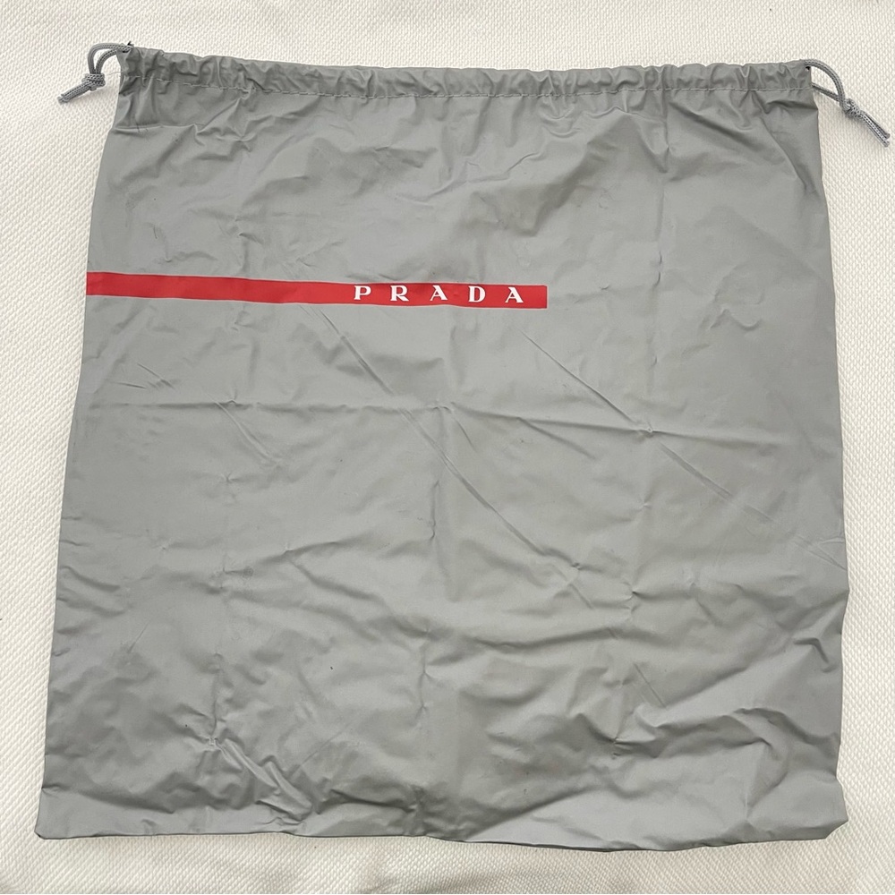 Authentic PRADA Vinyl Dust Bag Gray Red 17”x17”